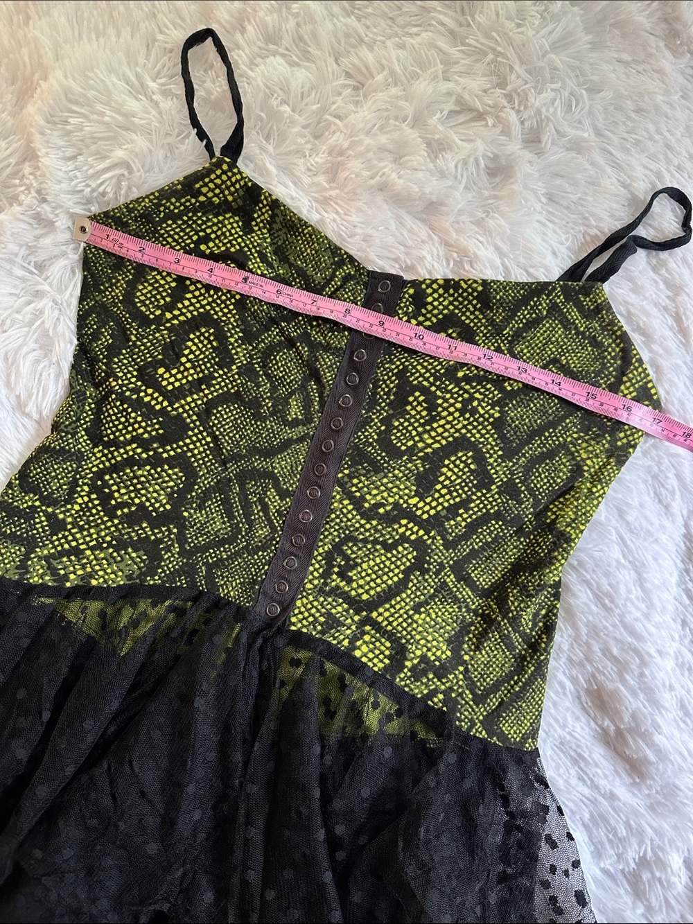 Vintage 90s y2k Betsey Johnson Neon Snake-Print Peplum Top L - Picture 5 of 7